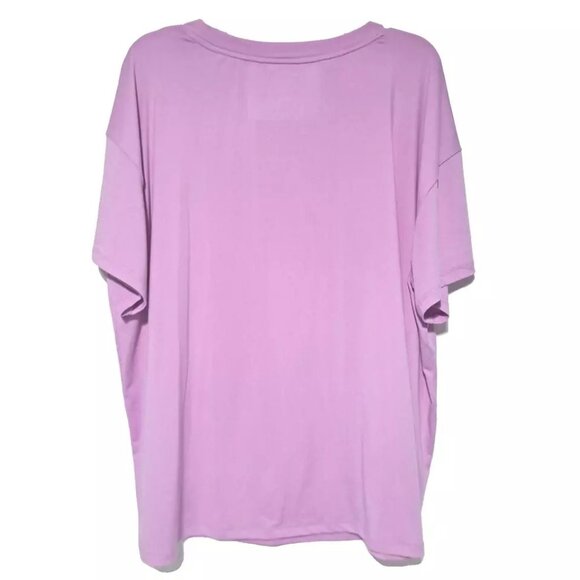 JOYSPUN LADIES Dark Pink Screen Print Short Sleeve Knit PJ Top Sz 2X - Picture 4 of 6